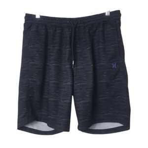 Hurley Mens Athletic Shorts M Black Heather Pockets 8" Inseam Athletic Workout